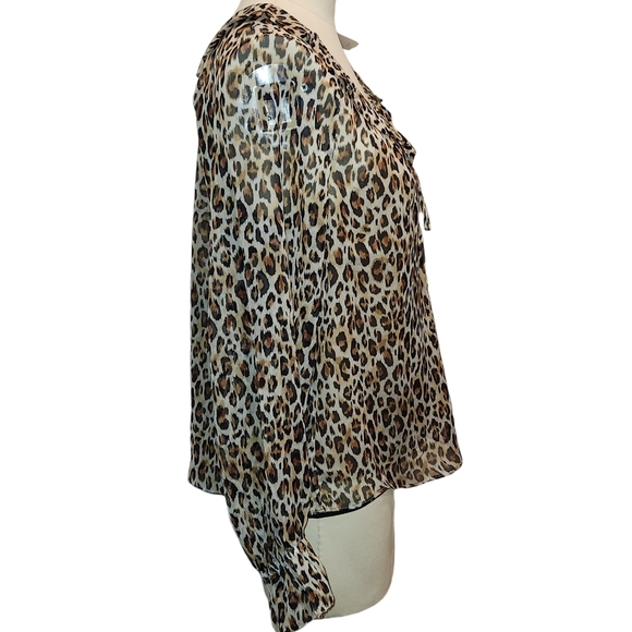 Joie Veron Silk Animal Leopard Print V-Neck Ruffle Blouse Top S - Picture 9 of 14